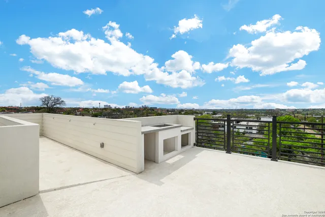a view of a terrace with sky view