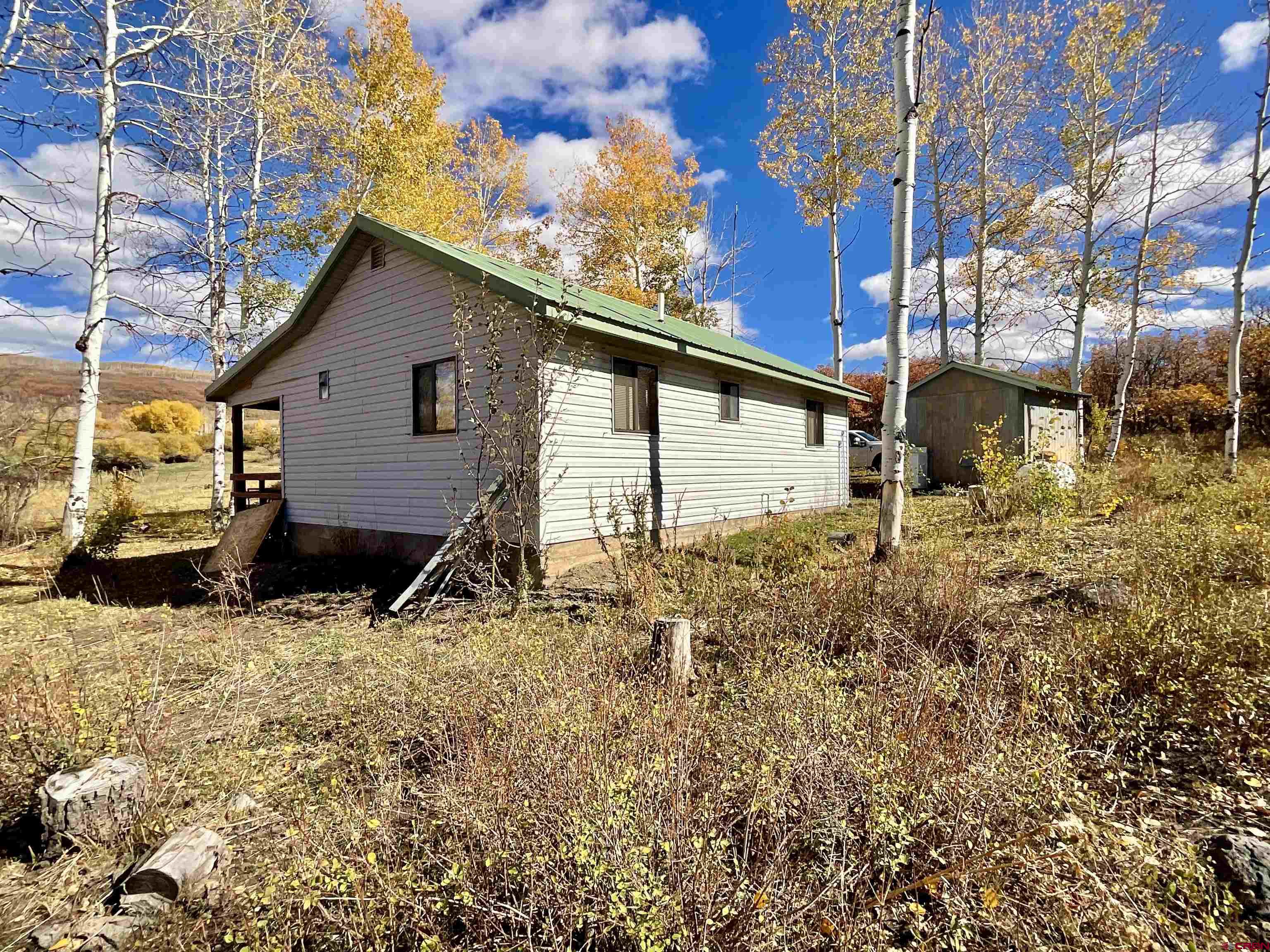 20261 3100th Road Hotchkiss, CO 81419 - Photo 18 of 41 a backyard of a house with large trees and barbeque oven