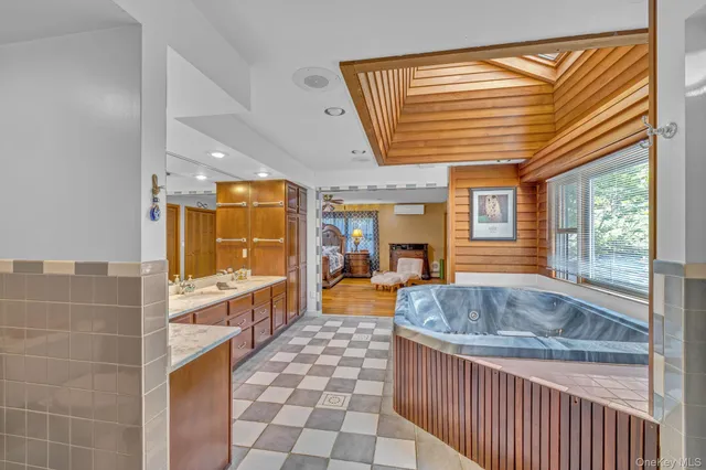 a living room with a large window