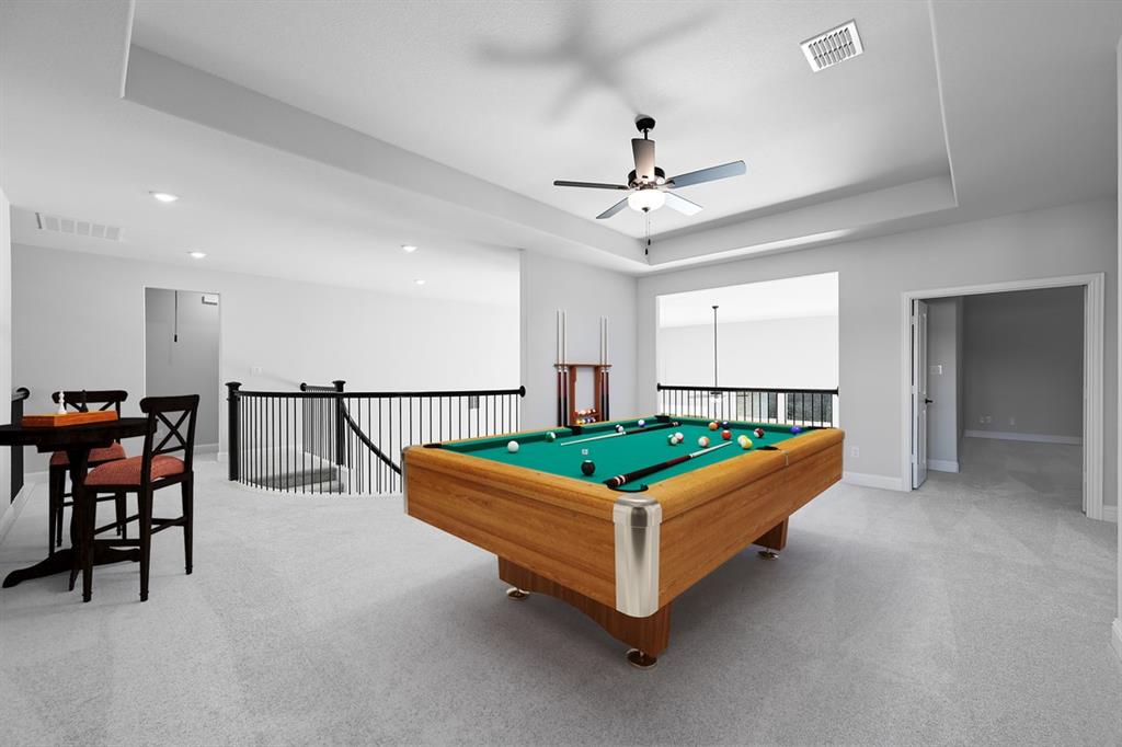 1612 Yellow Rose Road Celina, TX 75009 - Photo 27 of 40 a bedroom with furniture and a chandelier fan