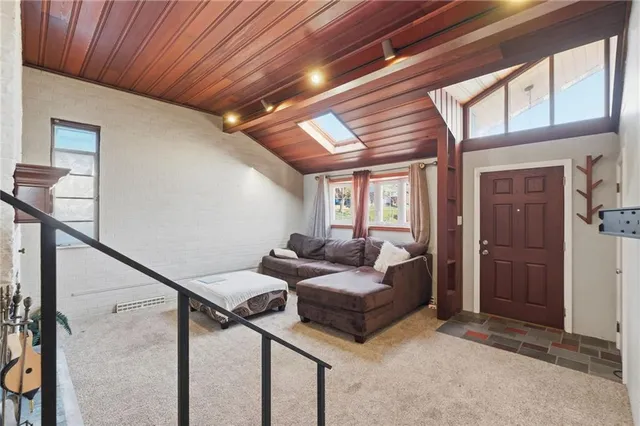 a living room with furniture