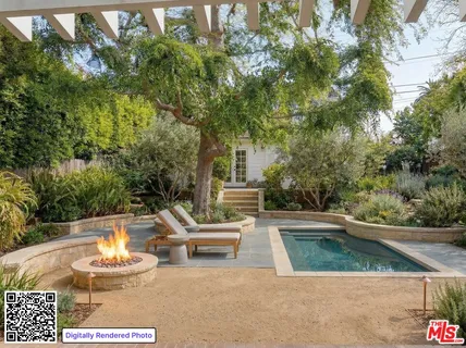 swimming pool view with a seating space