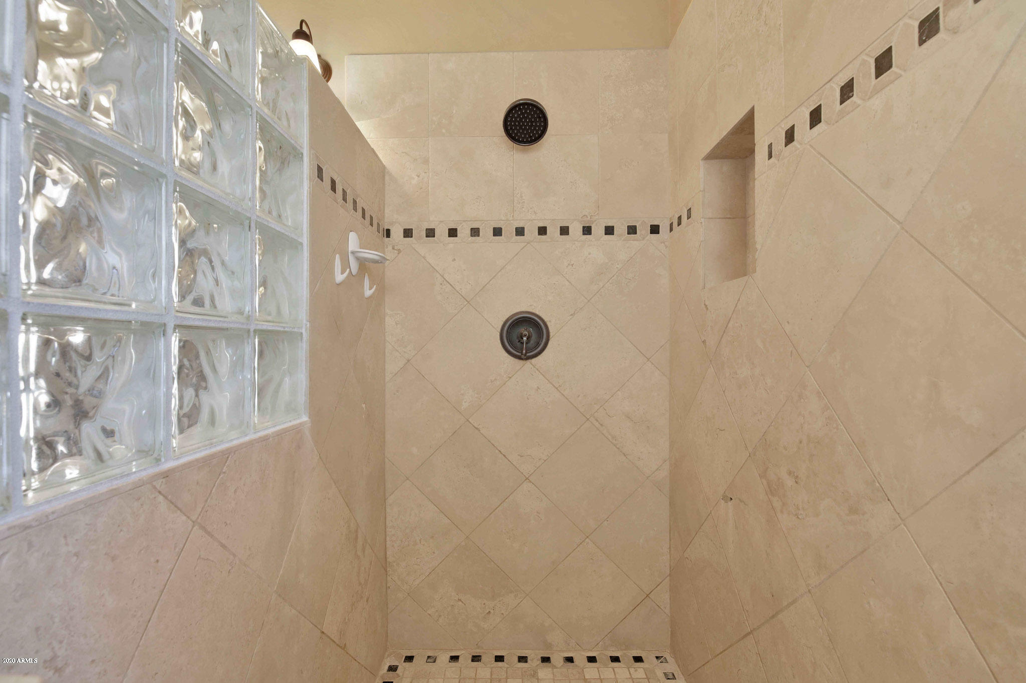 3044 North Prospectors Road Apache Junction, AZ 85119 - Photo 53 of 79 Custom Walk-In Travertine Tiled Shower