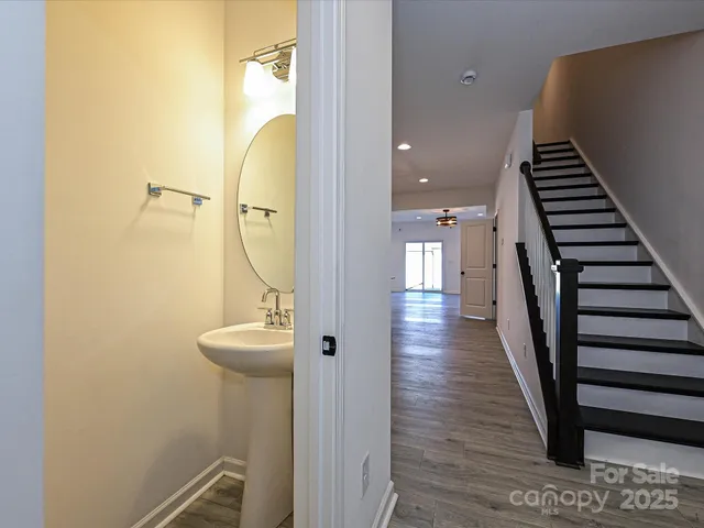a view of a hallway with closet
