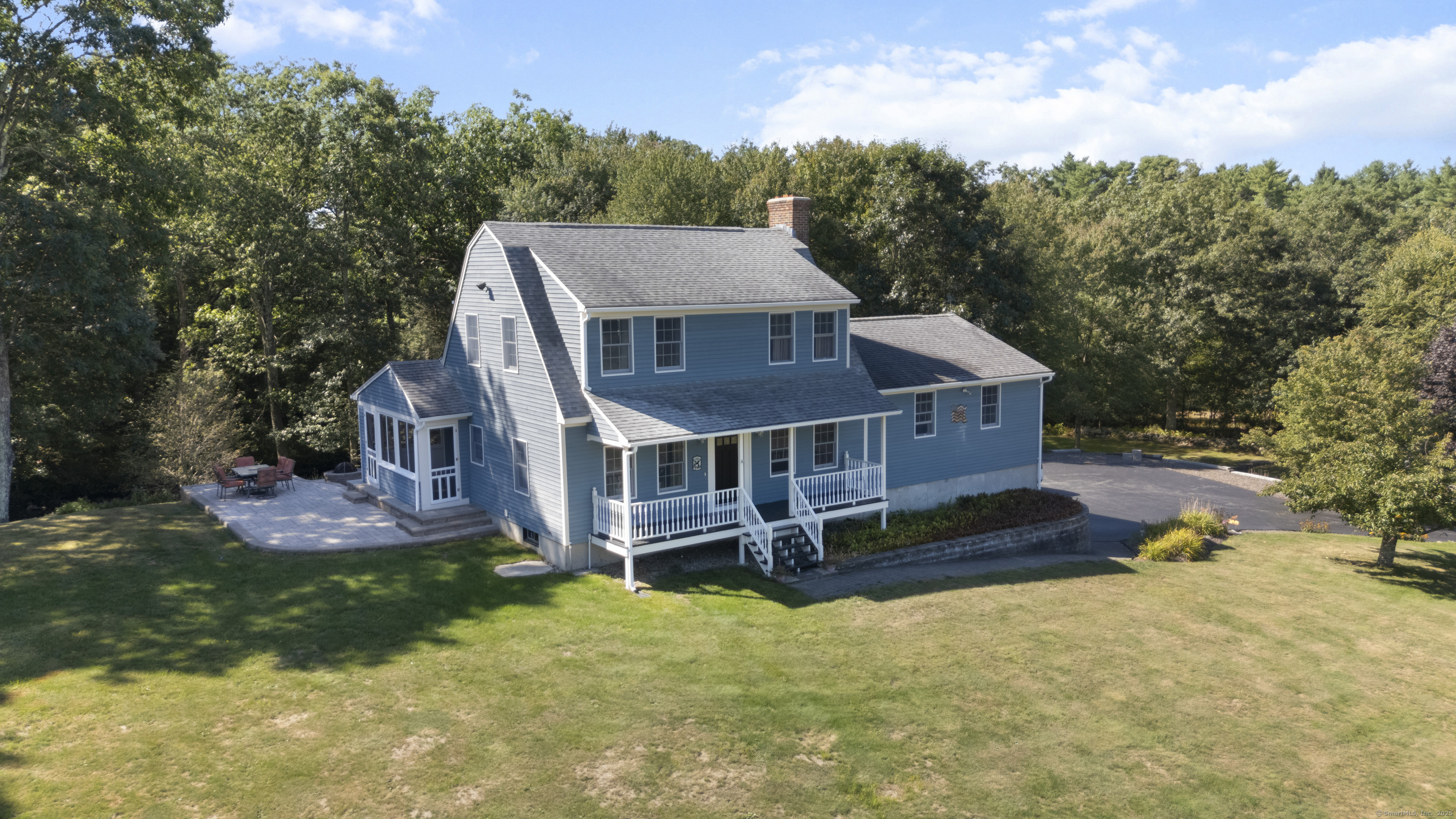 an aerial view of a house