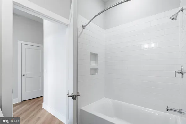 a bathroom with a bathtub
