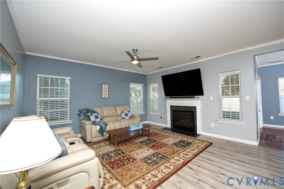 10343 Colony Bee Place Mechanicsville, VA 23116 - Photo 7 of 50 a living room with furniture a flat screen tv and a fireplace