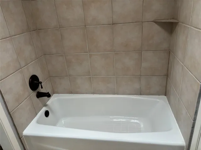 a bathroom with a bathtub