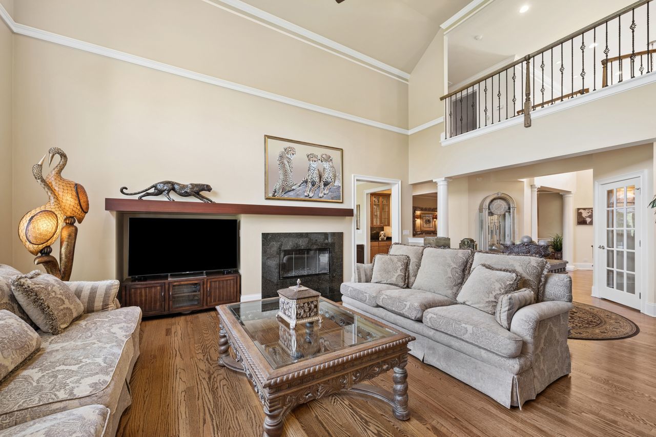 1029 Ridgeview Drive Inverness, IL 60010 - Photo 25 of 58 a living room with furniture a flat screen tv and a fireplace