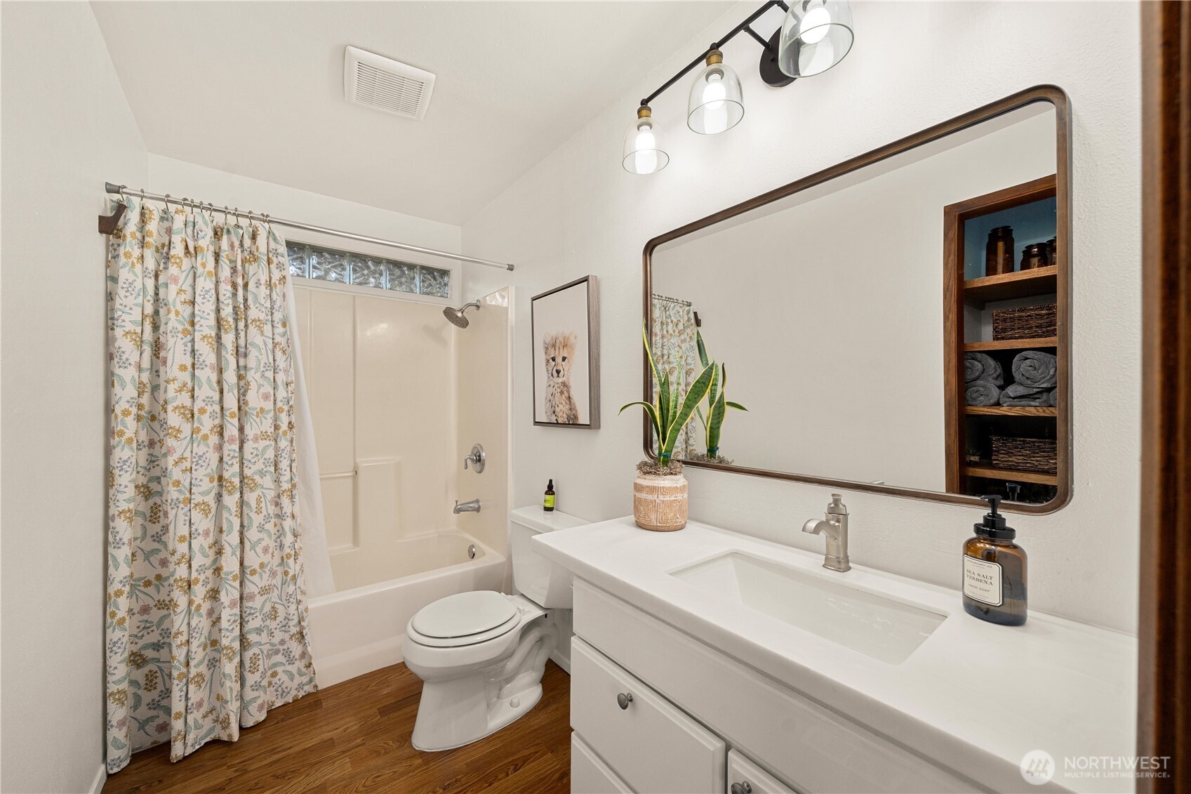 30024 2nd Avenue Southwest Federal Way, WA 98023 - Photo 14 of 40 a bathroom with a granite countertop sink toilet a large mirror and shower
