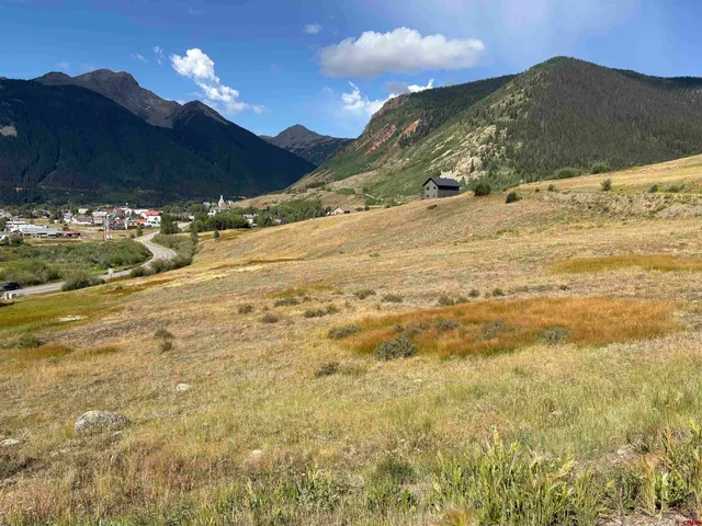 a view of a field with an ocean