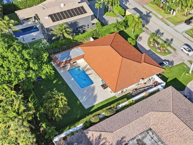 an aerial view of a house