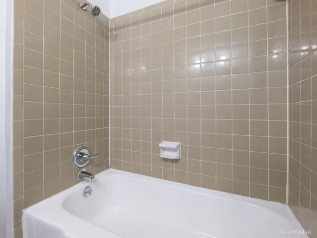 a bathroom with a bathtub