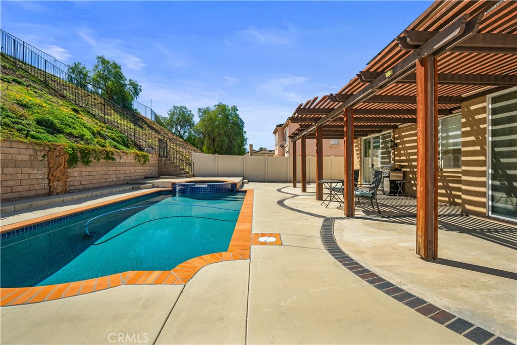 1147 Rosemary Circle Corona, CA 92879 - Photo 27 of 32 a view of backyard with swimming pool and seating space