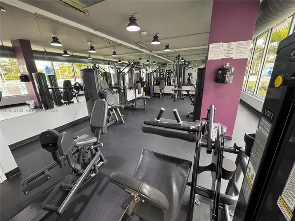 a view of a room with gym equipment