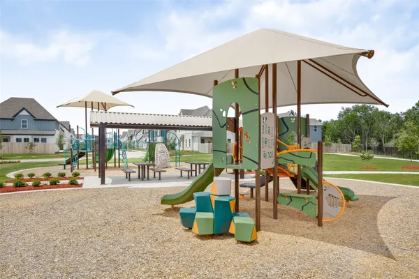 a view of a park with slide