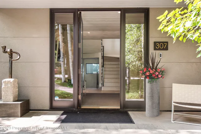 a view of a entryway door front of house