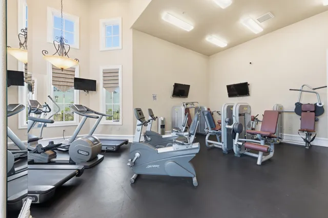 a view of a room with gym equipment