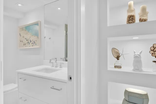 a view of an ocean with a city view