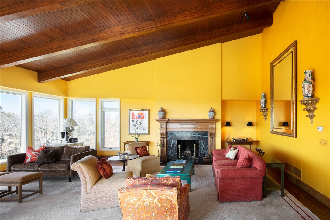 60 Beacon Hill Road Newport, RI 02840 - Photo 13 of 30 Warm and wonderful! Sensational living room with cathedral ceiling and fireplace.