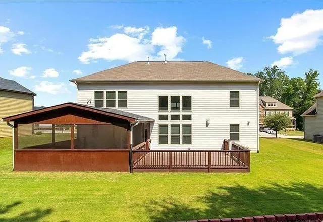 aerial view of a house with swimming pool
