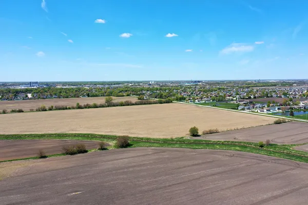 a view of a lake with a city