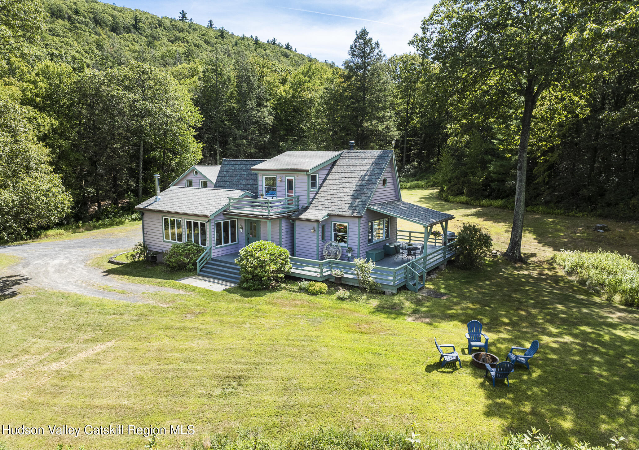 128 Newcut Road Woodstock, NY 12498 - Photo 47 of 51 a aerial view of a house with swimming pool and large trees