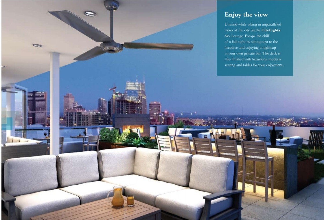 20 Rutledge Street, Unit 603 Nashville, TN 37210 - Photo 14 of 27 a view of a living room a couch and a ceiling fan