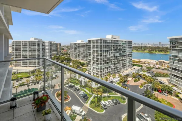 a view of a balcony with city view