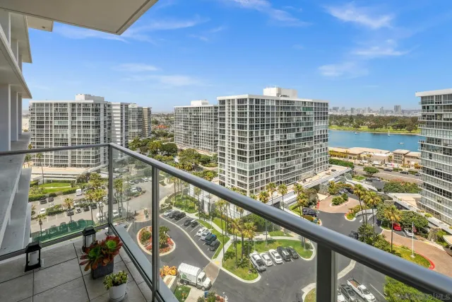 a view of a balcony with city view
