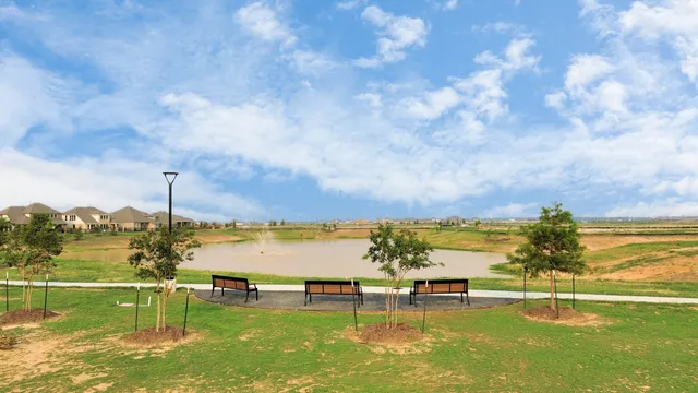 a view of a park with swings