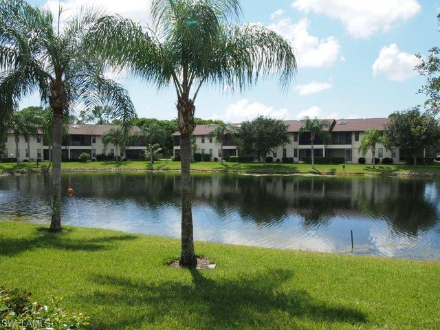 5327 Treetops Drive, Unit T205 Naples, FL 34113 - Photo 15 of 18 a view of a lake with a yard and palm trees