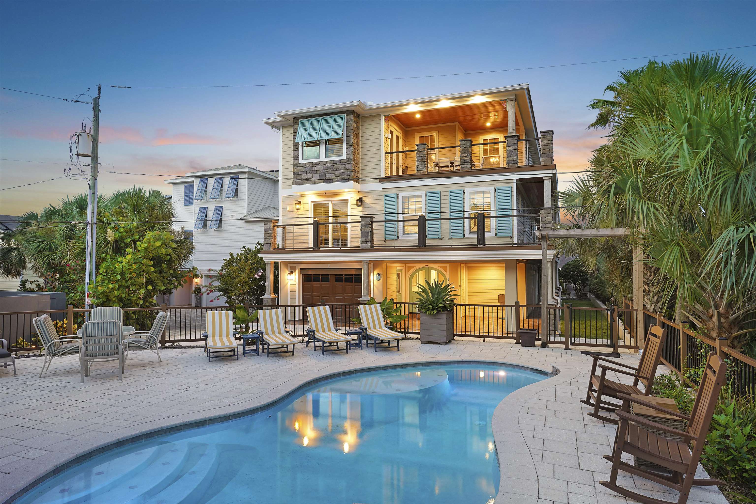 1 2nd Lane St. Augustine Beach, FL 32080 - Photo 62 of 81 a view of a house with swimming pool and sitting area