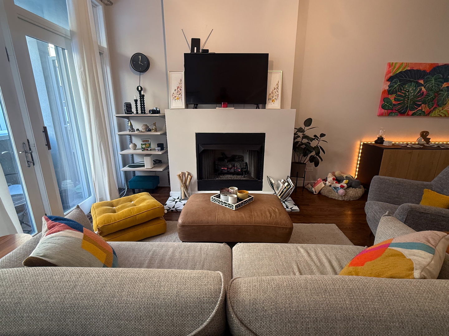 943 West Huron Street, Unit E Chicago, IL 60642 - Photo 15 of 22 a living room with furniture and a fireplace