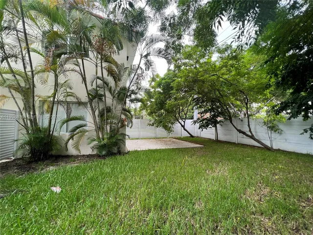 a view of a garden with a tree