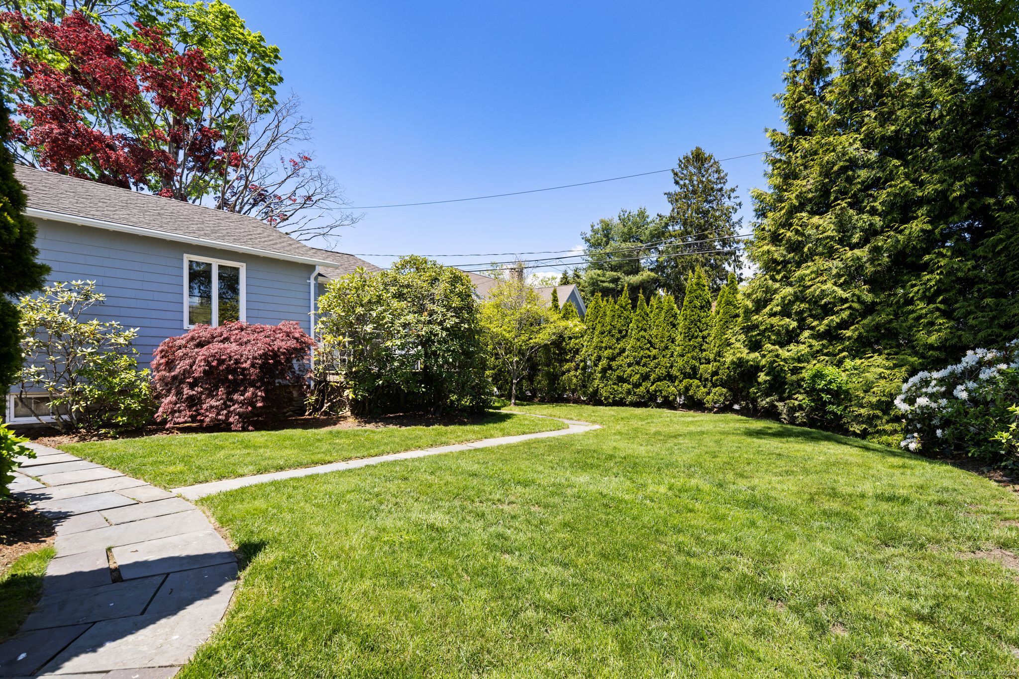 232 Hillspoint Road Westport, CT 06880 - Photo 36 of 39 a view of a backyard with potted plants and large trees