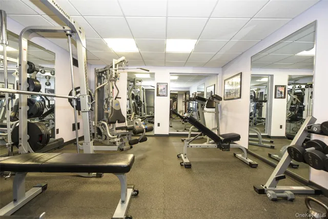 a view of a room with gym equipment