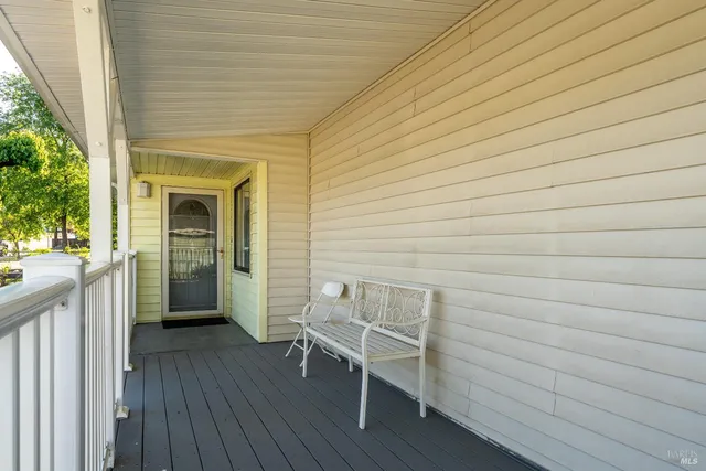 a view of outdoor space and wooden deck
