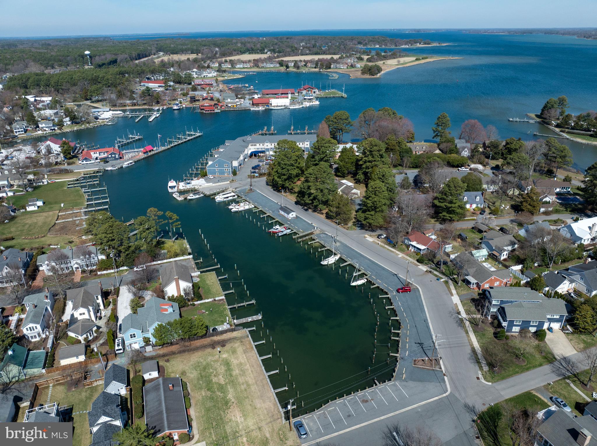 303 Manor Street St. Michaels, MD 21663 - Photo 96 of 100 an aerial view of a city with lots of residential buildings ocean and mountain view in back