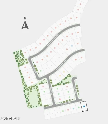 an aerial view of a house with a garden