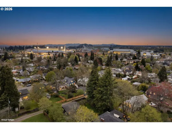 a view of a city with mountain