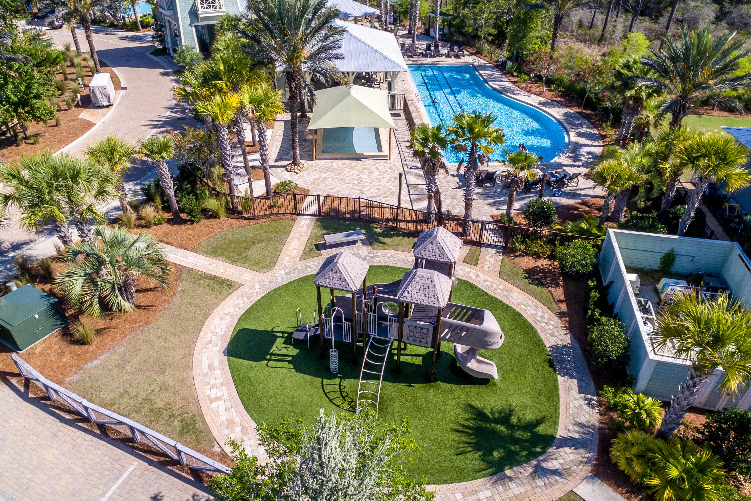235 Prairie Pass Santa Rosa Beach, FL 32459 - Photo 76 of 80 an aerial view of a house with a garden and swimming pool