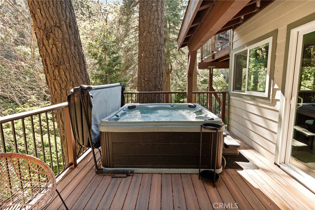 576 Kuffel Canyon Road Lake Arrowhead, CA 92352 - Photo 50 of 61 a view of balcony with wooden floor and outdoor space