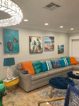 a living room with furniture