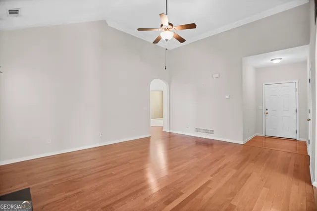 a living room with a fireplace