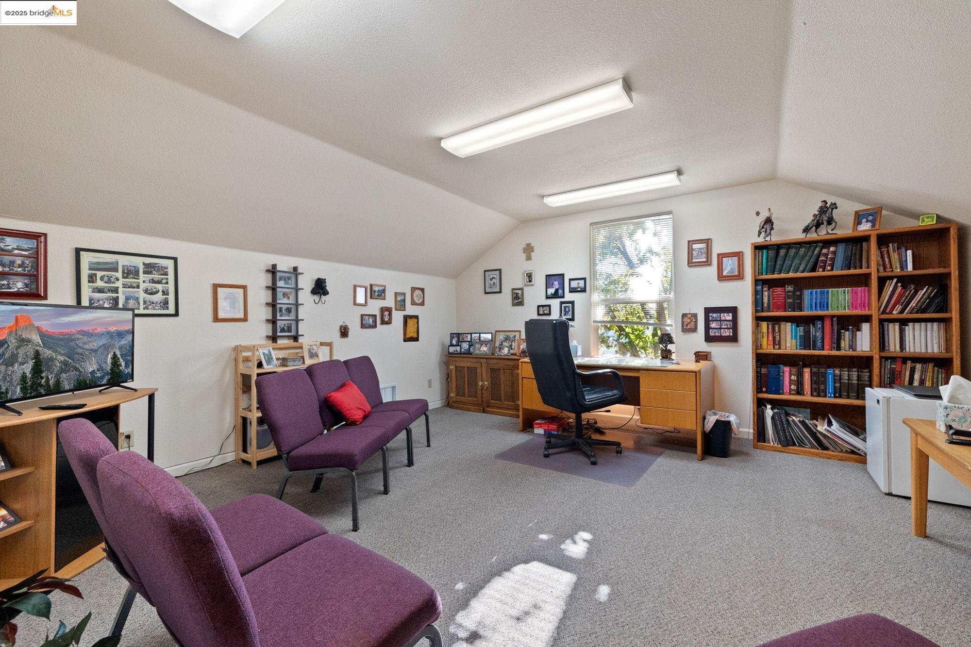 5033 Main Street Coulterville, CA 95311 - Photo 36 of 38 Office featuring vaulted ceiling and carpet