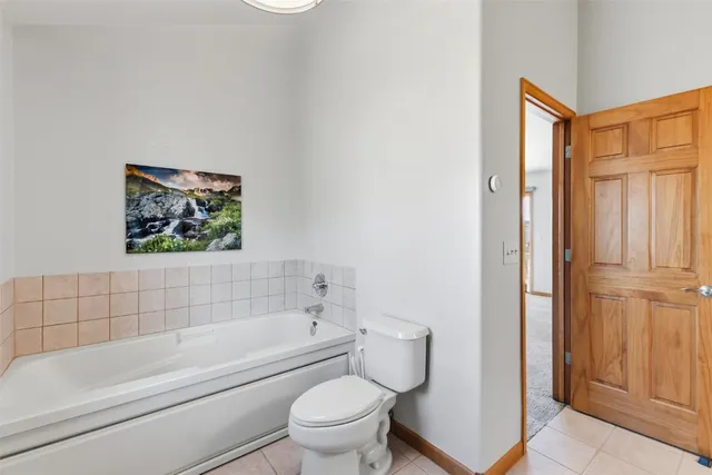 a bathroom with a toilet and a bathtub