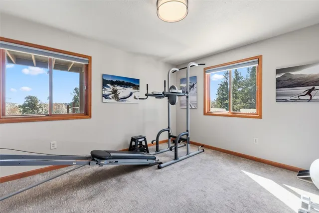 a view of a room with gym equipment