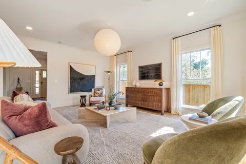 a view of kitchen and windows