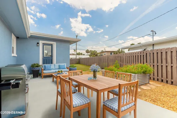 a outdoor space with furniture